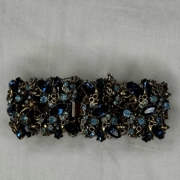 Vintage HOLLY CRAFT blue rhinestone bracelet 1952 great condition safety clasp - Picture 14 of 14